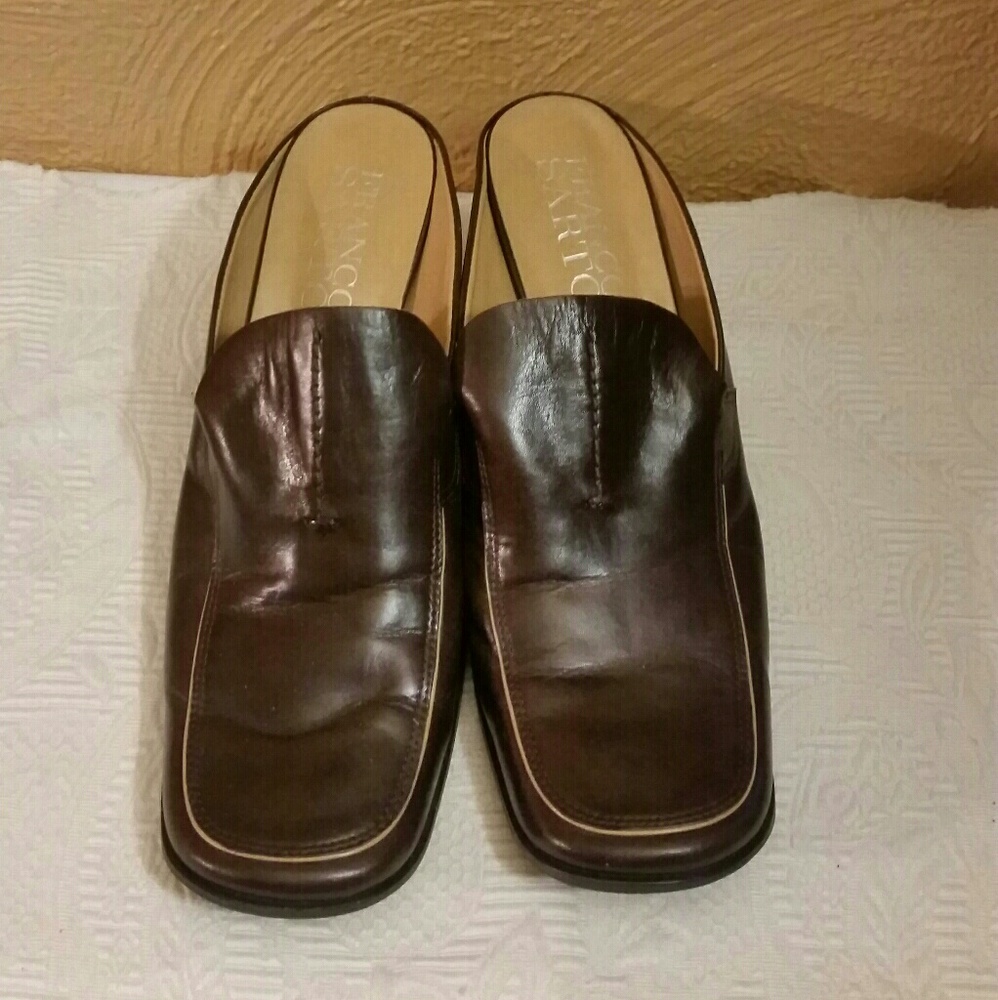 Franco Sarto leather mules.